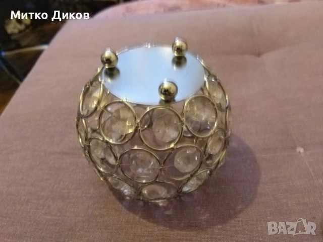 Свещник от кристали Н-90мм и фи 100мм и 65 мм, снимка 6 - Декорация за дома - 53113513