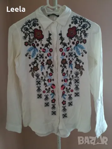 Риза от памук с флорална бродерия Saloon, снимка 2 - Ризи - 50058507