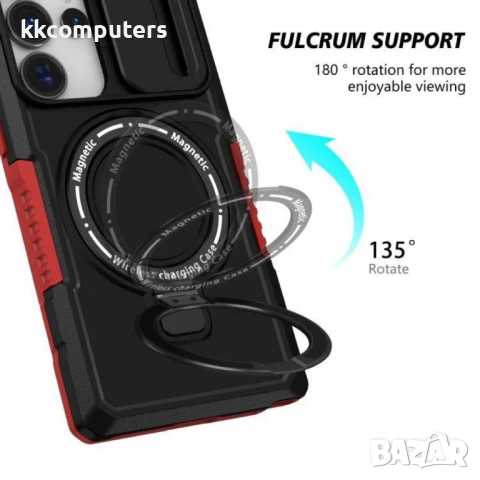 Samsung Galaxy S25 Ultra Удароустойчив Ring Holder MagSafe/ PC + TPU Калъф и Протектор, снимка 12 - Калъфи, кейсове - 51427157