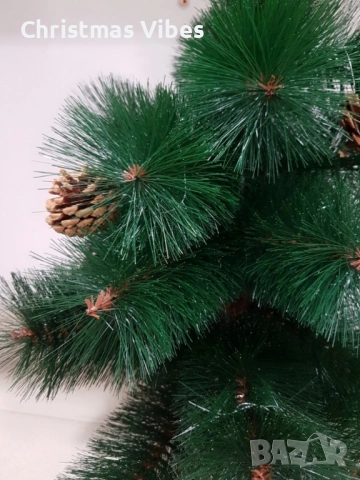 Елха естествено зелена с шишарки, снимка 2 - Декорация за дома - 52109621
