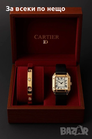 Cartier Дамски Подаръчен Комплект Часовник И Гривна Картие-Различни Цветове Код SK703