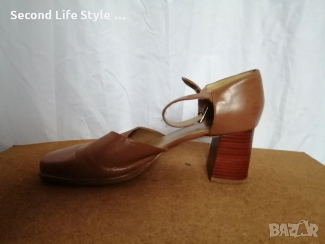Emilio Salvatini номер 40 дамски елегантни обувки на ток; естествена кожа; цвят карамел, снимка 6 - Дамски елегантни обувки - 52877995