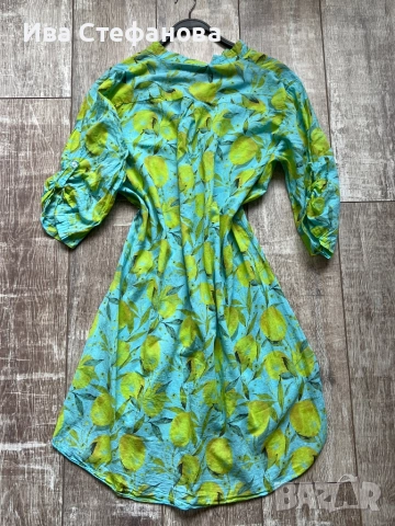 Дамска разкошна елегантна асиметрична нова риза туника 100 % памук памучна принт лимони лимон, снимка 5 - Туники - 51936072