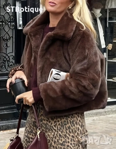 🧥 Дамско елегантно палто от изкуствена кожа – STBoutique 🧥, снимка 2 - Якета - 51940343