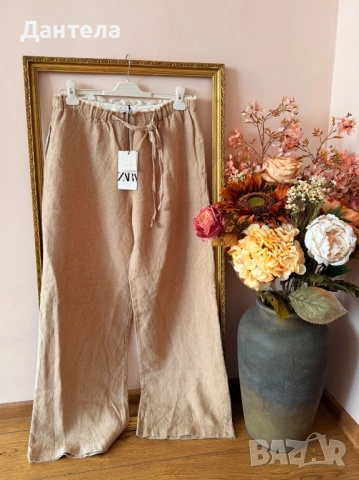 ZARA Нов дамски ленен панталон, снимка 17 - Панталони - 54217052
