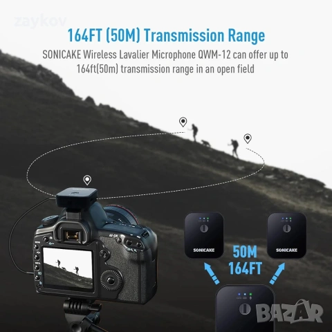 Безжична микрофонна система SONICAKE Lavalier (2TX + 1RX), снимка 4 - Друга електроника - 54182082