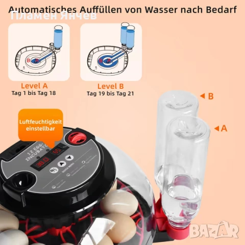 Автоматичен инкубатор за яйца за 12 яйца , снимка 2 - За птици - 53890024