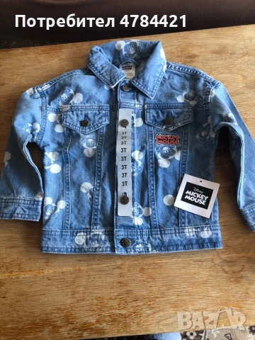 Дънково яке на Мики Маус ново за 3г