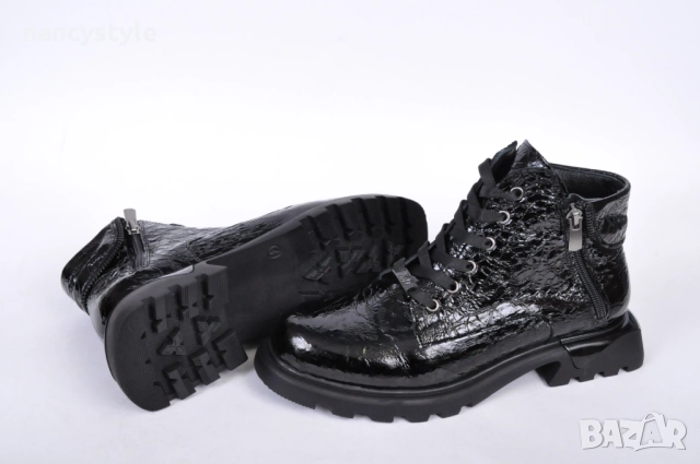 NEW! Ниски дамски боти - Намачкан лак, снимка 4 - Дамски боти - 52289997