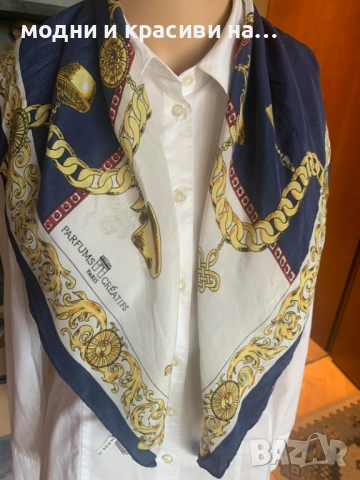 Разкошен копринен винтидж шал Parfums Creatifs Paris