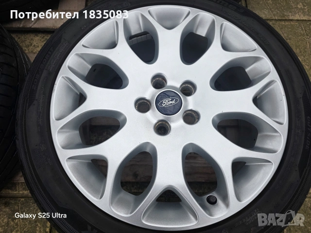 Лети джанти 17ки 5х108 Ford + летни гуми 205/50/17, снимка 6 - Гуми и джанти - 53938448