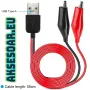 USB адаптер преходник за ток с 2 електрически кабела със щипки скоби тип крокодил тестови сонди, снимка 7