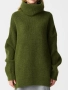 Пуловер с голяма яка, бял, зелен, снимка 2