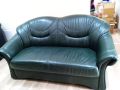 Холандски кожен диван- зелен  , снимка 1 - Дивани и мека мебел - 45715124