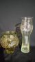 Две вази цветен кристал с фасетова шарка, снимка 1 - Вази - 45803641