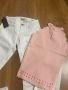 Нови бели дънки Mavi Jeans с розов топ размер XS, снимка 1 - Дънки - 46050971