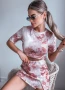 Дамски летен комплект от две части с цветен десен, блуза + пола къси панталони, 2цвята , снимка 7