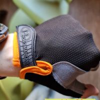 Еластични ръкавици без пръсти за колоездене, черно с оранжево - КОД 4056, снимка 5 - Ръкавици - 45221213