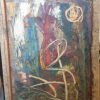 Стара Картина Масло Платно 1969г. Подписана За Реставриране, снимка 4 - Други ценни предмети - 44938066