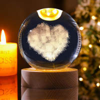 LED Светеща кристална топка/лампа, 3D сензорна - Сърце, снимка 2 - Настолни лампи - 45036199