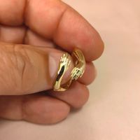 Златен пръстен с майчини ръце, красив златен пръстен, уникален пръстенрегулируем пръстен, 14К злато, снимка 4 - Пръстени - 45709939
