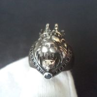 Сребърен мъжки изященпръстен Цар Лъв, снимка 3 - Пръстени - 45711996
