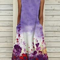 Дамска лятна плажна рокля със джобове и принт, 9цвята , снимка 8 - Рокли - 45270508