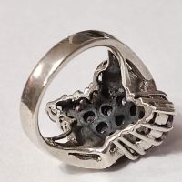 Красив италиански сребърен пръстен с Аметисти и марказити , снимка 2 - Пръстени - 45479083