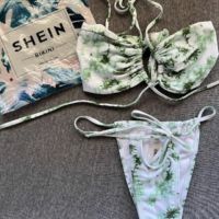 Нов бански Shein зелено и бяло, снимка 6 - Бански костюми - 45243693