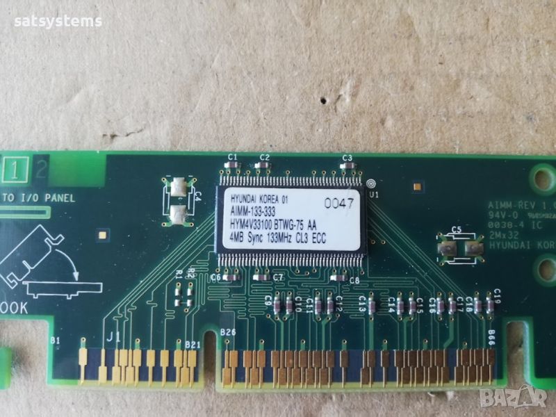 Hyundai HYM4V33100BTWG-75 AA 4MB AIMM 133MHz CL3 ECC AGP Inline Memory Module, снимка 1