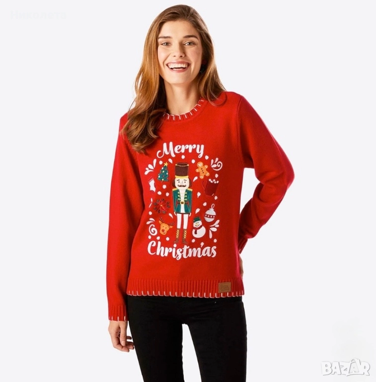 Унисекс коледен пуловер, снимка 1