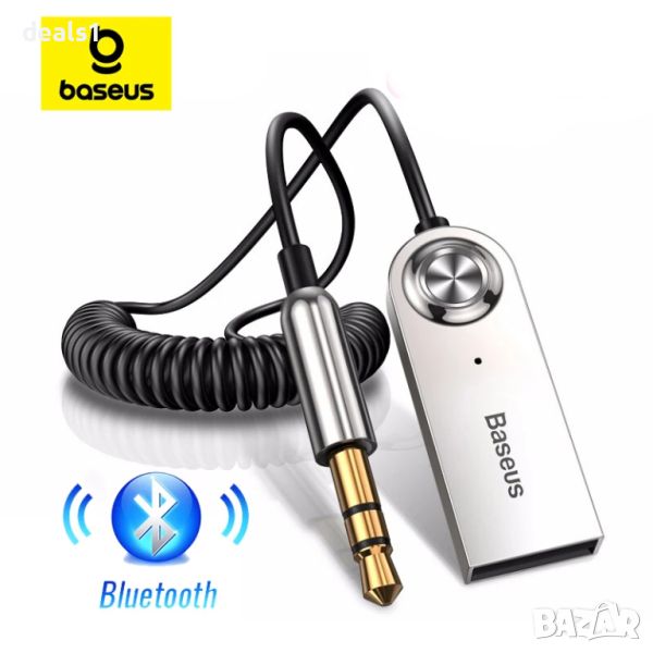 Baseus BA01 AUX Bluetooth Адаптер за кола 3.5мм жак Handfree Аудио предавател Bluetooth 5.0, снимка 1