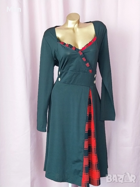 XL Черна рокля с дълъг ръкав , снимка 1