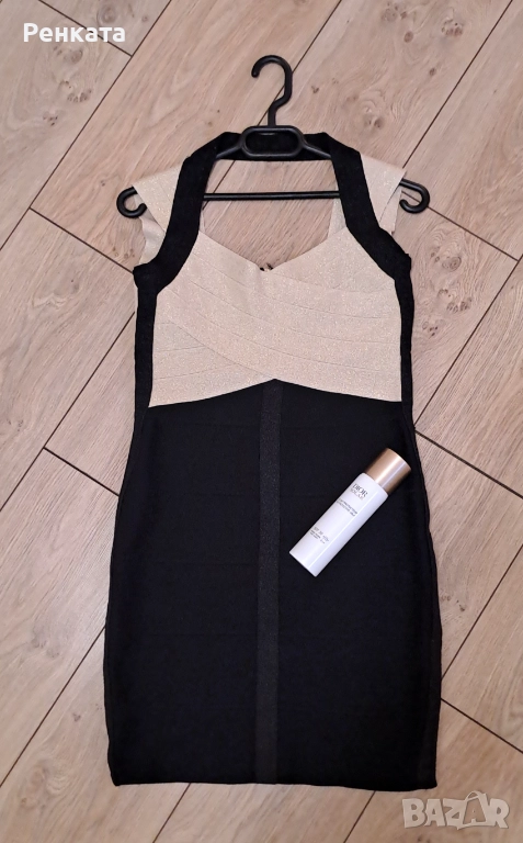 Страхотна елегантна рокля черно и златисто, снимка 1