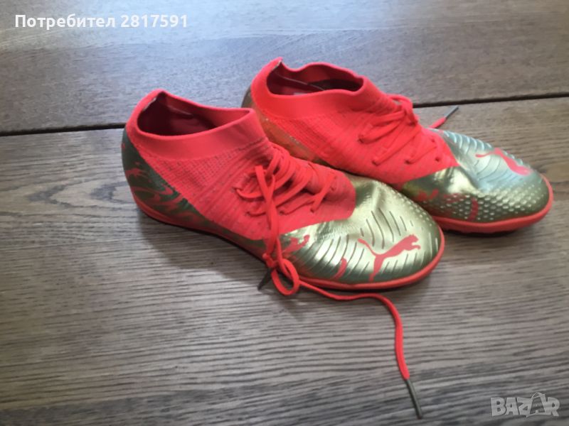 Обувки за футбол Puma Future Z 3.4 NJr Tt Jr 107108 01 Fiery Coral/Gold, размер EU37 (U.S. 5), снимка 1