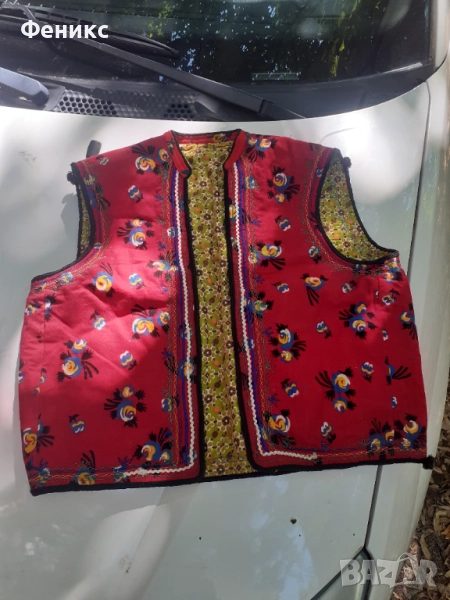 Старо червено шарено елече елек за народна носия, снимка 1