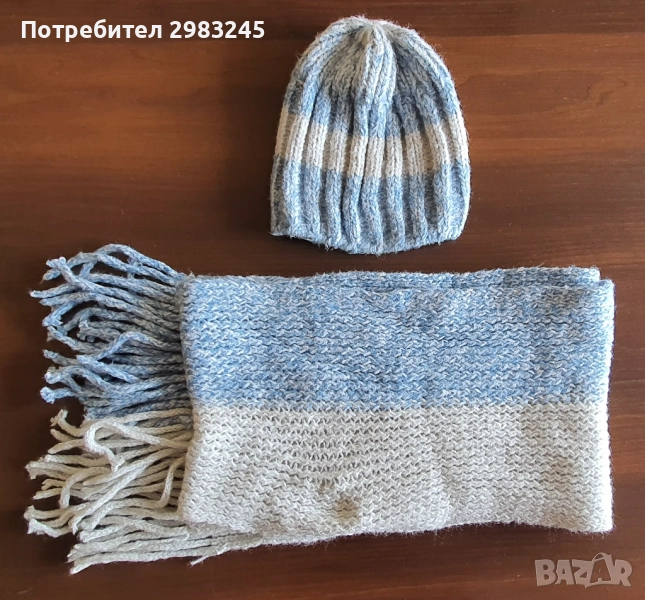 Комплект дамска зимна шапка с шал, снимка 1