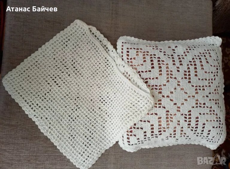 2 бр. за 25 лв. - нови , плетени калъфки за възглавнички ., снимка 1