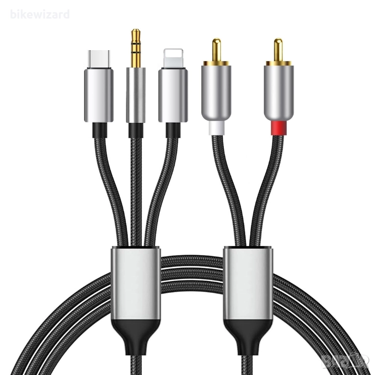 RCA кабел за iPhone, аудио кабел Type C към 2RCA, RCA към 3.5 жак НОВ, снимка 1