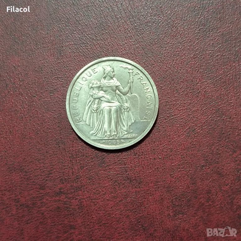Френска Полинезия 2 франка 1965 г., снимка 1