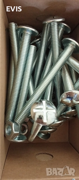 Болтове с полуобла глава и широка периферия Zn, PZ,М10х100 +гайки – 25 броя, снимка 1