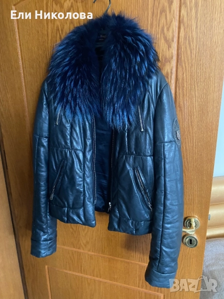 Кожено яке от естествена кожа с яка, снимка 1