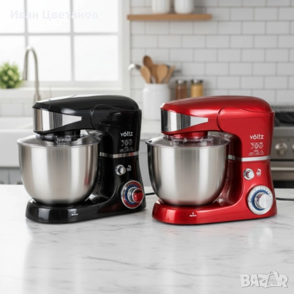Планетарен миксер Voltz V51115G – 5L инокс купа, 6 скорости + Pulse, 3 бъркалки, снимка 1
