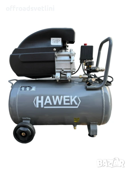 Бутален въздушен компресор HAWEK 50 литра 1500W, маслен, 0.8 MPa, 220V, снимка 1