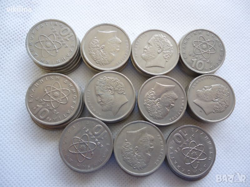54 броя гръцки монети 10 драхми, снимка 1