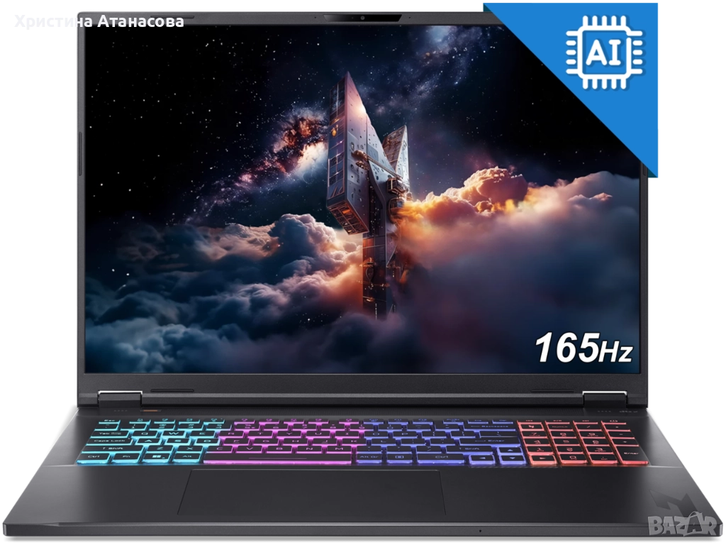 Лаптоп Acer Nitro 18 AI с AMD Ryzen AI 7 350 16 GB, 1TB M.2 RTX 5060, снимка 1