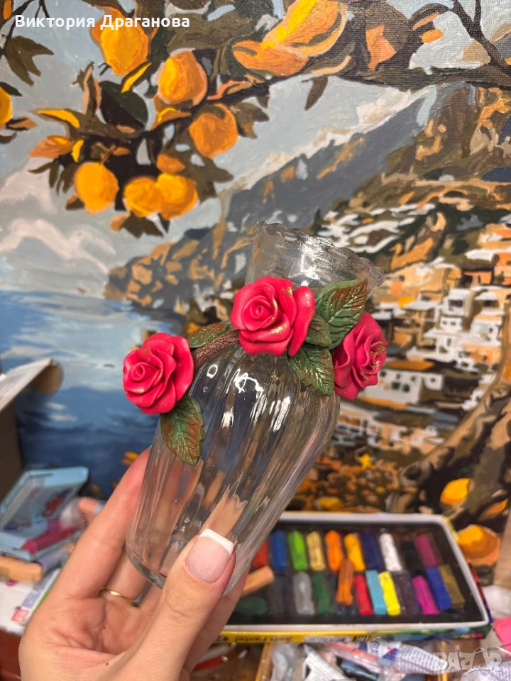 Ваза с рози за подарък , снимка 1