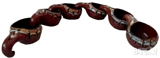 Керамичен сервиз чаши с троянска шарка, 6 бр