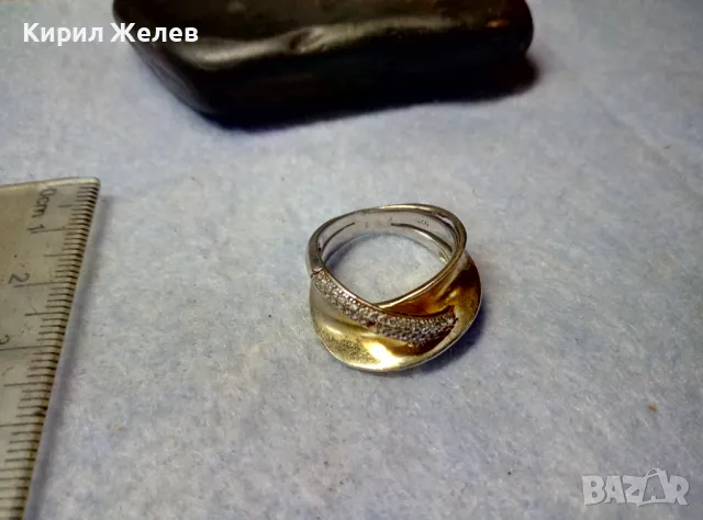 ЕЛЕГАНТЕН АРТ ПОЗЛАТЕН СКЪПОЦЕНЕН СРЕБЪРЕН ПРЪСТЕН СРЕБРО 925 с БЯЛА и ЖЪЛТА ПОЗЛАТА и ЦИРКОНИ 30558, снимка 13 - Пръстени - 49886811