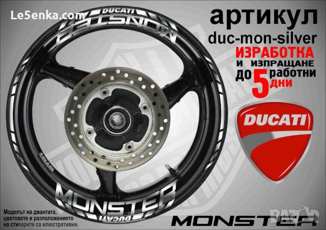 Ducati Monster кантове и надписи за джанти duc-mon-silver, снимка 1 - Аксесоари и консумативи - 46505026